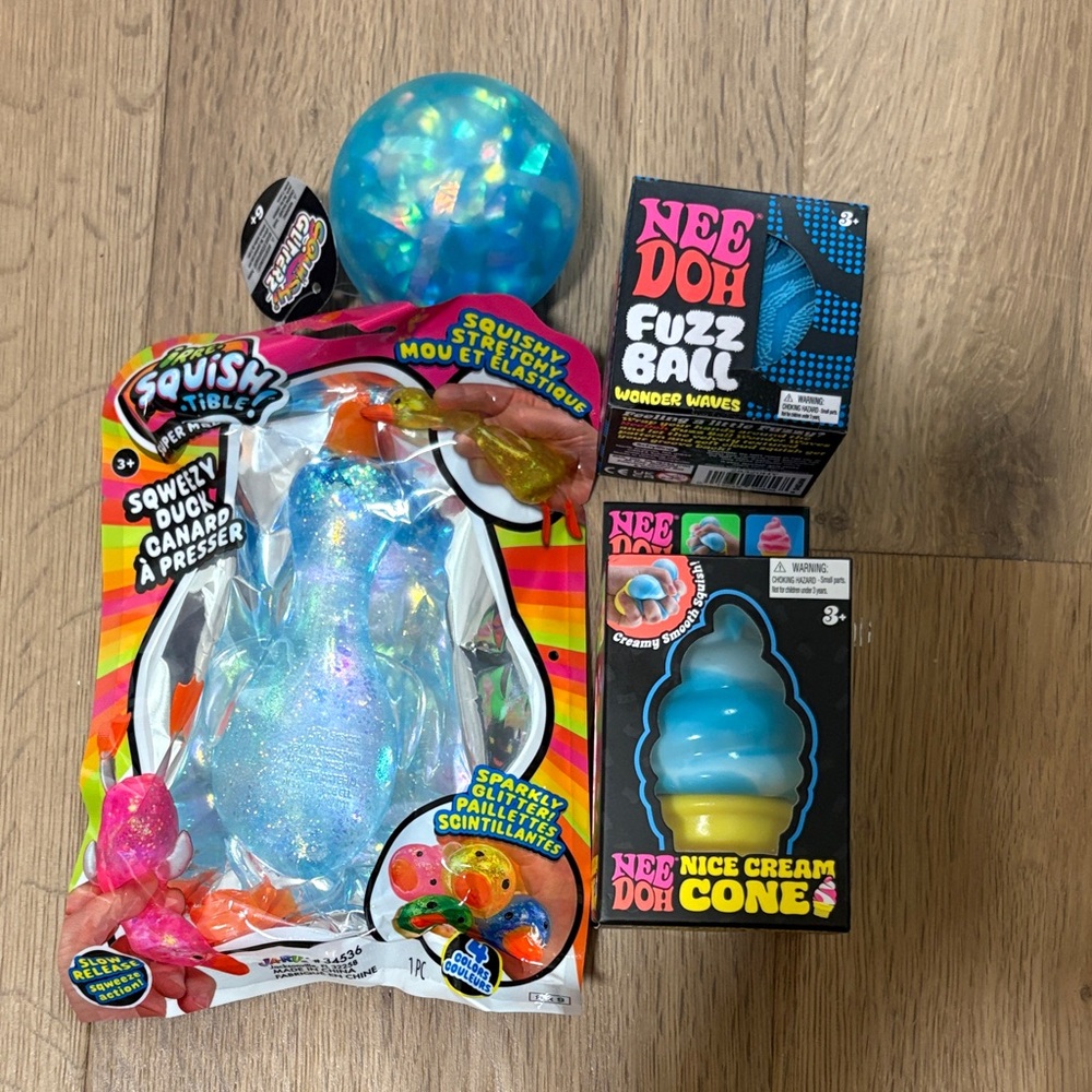 Needoh Fuzzball & Nice cream cone & VIRAL TREND JA RU SQUISH Duck & more
